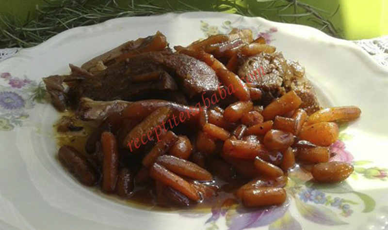 Печен джолан с глазирани бейби моркови